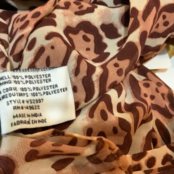 Walter Baker Animal Print Brown Ruffled Ling Sleeve Blouse size S - Picture 8 of 8